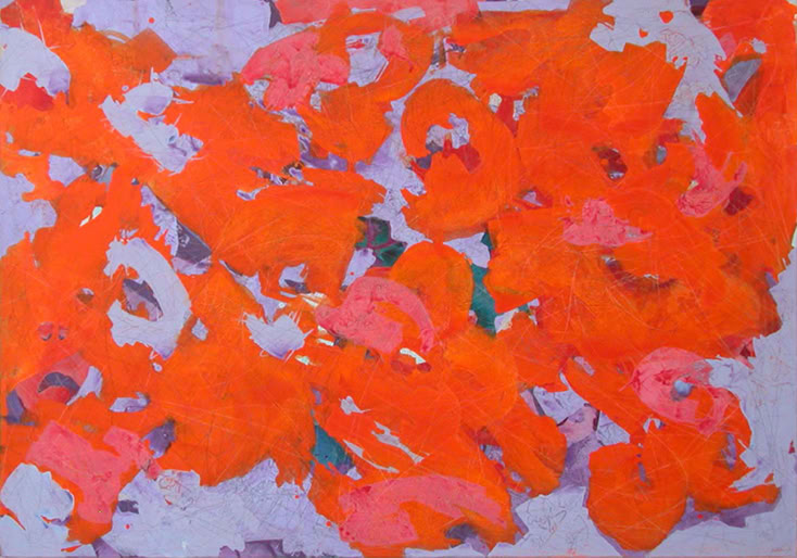 BLAU-ORANGE II,  Acryl auf Nessel, 110 cm x 150 cm, 2004