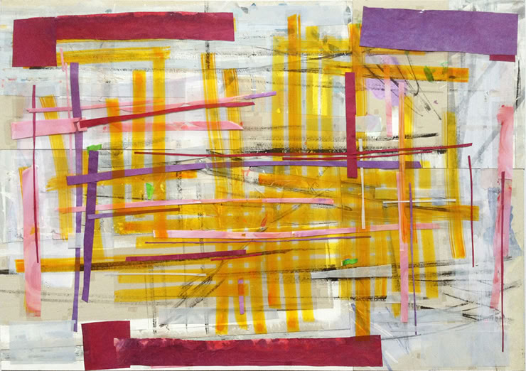 ROTVIOLETTGELB, 2012, Acryl, Karton, Folie, 70 cm x 100 cm