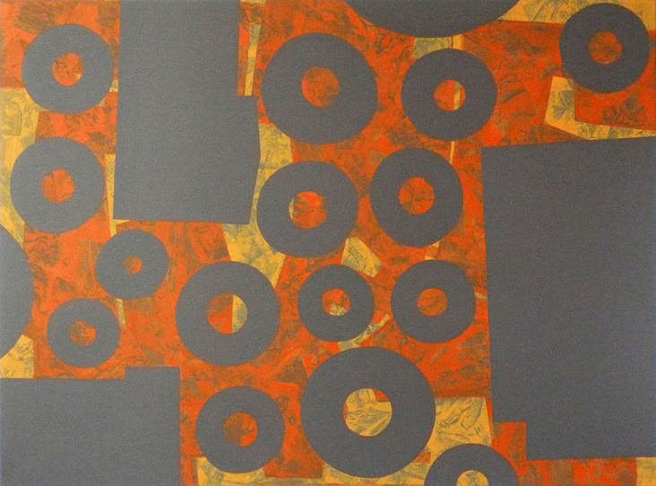 ORANGE I,  Acryl auf Nessel, 140 cm x 190 cm, 2011