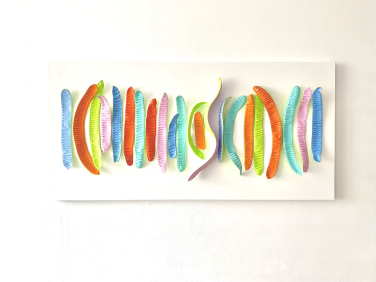 CHACHAS, 2024, Schoten, Acrylfarbe auf Holz, 155 x 75 x 10 cm 