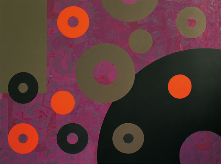 ORANGEVIOLETT I,  Acryl auf Nessel, 140 cm x 190 cm, 2012